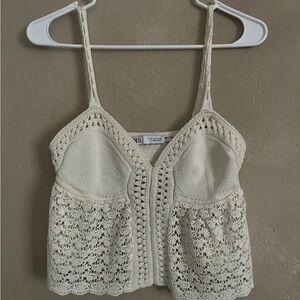 Zara Ivory Crochet Knit Camisole
